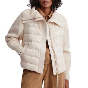 Varley Montrose Combination Knit Jacket Chunky Cotton full zip Sweater puffer